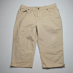 Lauren Jeans Co Ralph Lauren Petite Womens 12P Beige Cropped Pants Casual